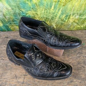 Vintage Mens Western Rock Black Loafers